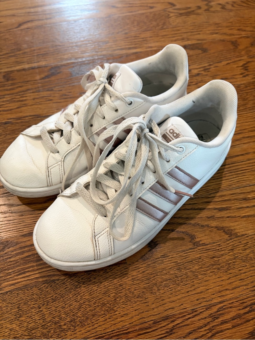 Adidas Cloudfoam White Rose Gold Sneakers Ortholite Float Womens Size 8